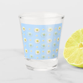 Copo De Shot Padrão de Margarida Branco e Azul Claro