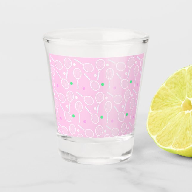 Copo De Shot Padrão de Raquete de Tênis Rosa   (Frente)