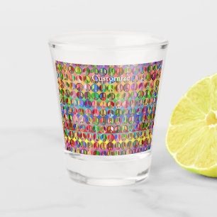 Copo De Shot padrão de símbolos de paz multicoloridos