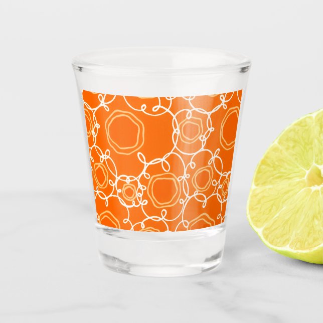 COPO DE SHOT PADRÃO FLORAL ABSTRATO EM LARANJA (Frente)