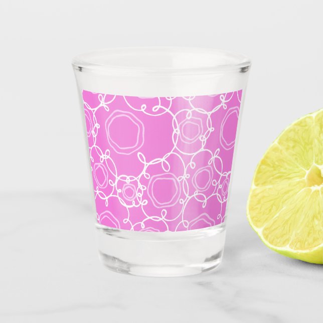 COPO DE SHOT PADRÃO FLORAL ABSTRATO EM ROSA SUAVE (Frente)