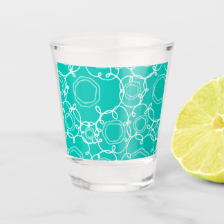 COPO DE SHOT PADRÃO FLORAL ABSTRATO EM TEAL