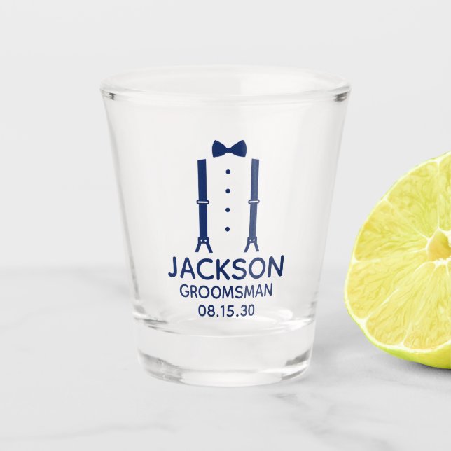 Copo De Shot Padrinho de casamento azul Arco (Frente)