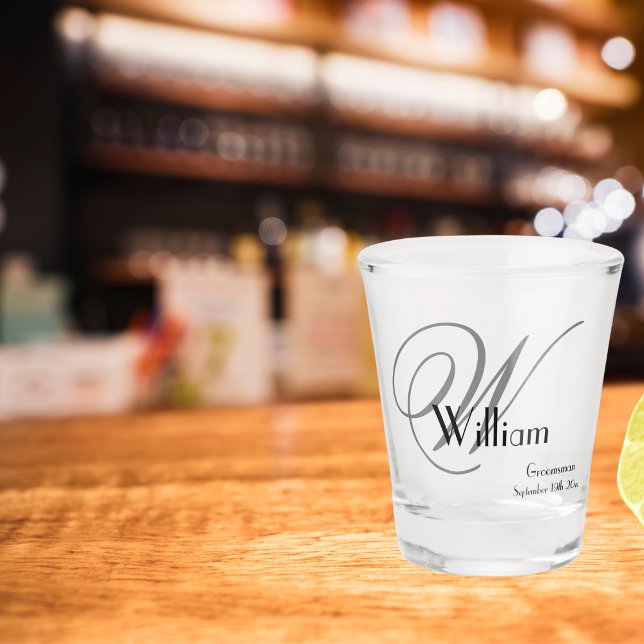 Copo De Shot Padrinho de casamento Presente Moderno Nome do Mon (Get him a  shot glass that will be treasured for years to come.)