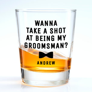 Copo De Shot Padrinho de casamento Proposta Bowtie Tira Uma Fot
