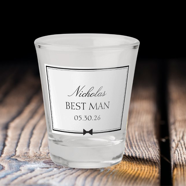Copo De Shot Padrinho de Laço Simples Clássico Personalizado (Kick off wedding vibes with this personalized shot glass! Perfect best man gift for the big day.)