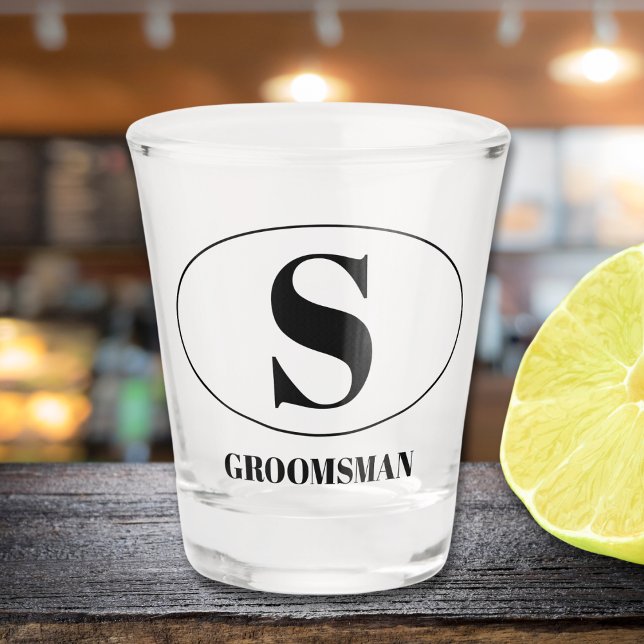 Copo De Shot Padrinhos de casamento Simples Modernos de Monogra (groomsmen gift initial monogram simple modern shot glass )