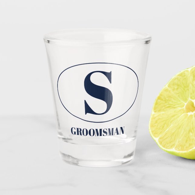 Copo De Shot Padrinhos de casamento Simples Modernos de Monogra (Frente)