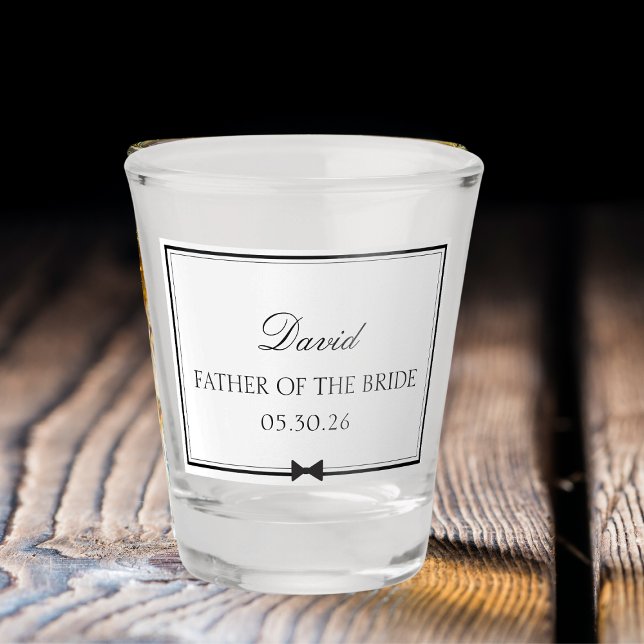 Copo De Shot Pai da Noiva Clássica Personalizada da Noiva (Elevate your celebration with this custom father of the bride shot glass – a keepsake for your day.)