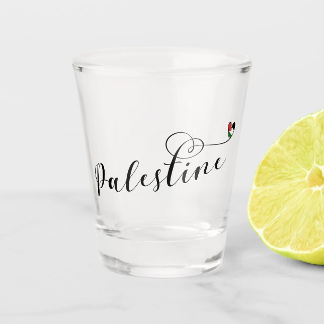 Copo De Shot Palestina Heart Flag, Palestina (Frente)