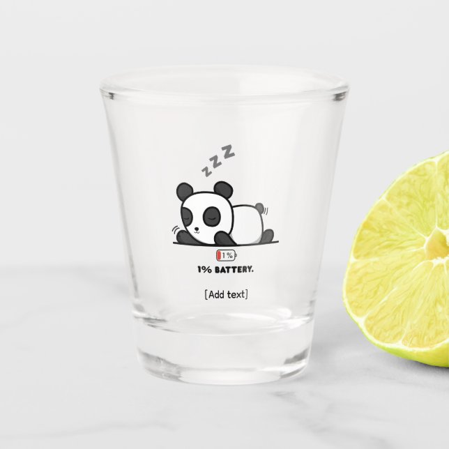 Copo De Shot Panda Mode: 1% Battery - Funny Sleeping Panda (Frente)