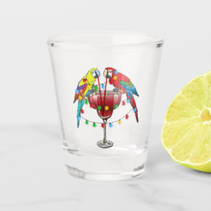 Copo De Shot Papagaio Colorido, Bebendo Vinho Vermelho