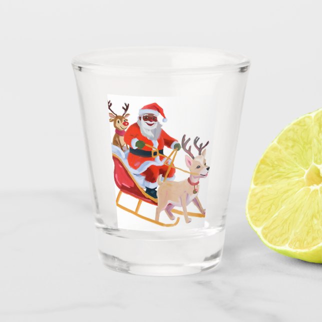 Copo De Shot Papai Noel afro e amigos (Frente)