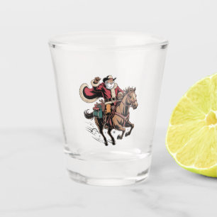 Copo De Shot Papai Noel Cowboy Montado a Cavalo Natal