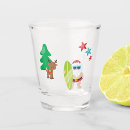 Copo De Shot Papais noeis de verão na praia