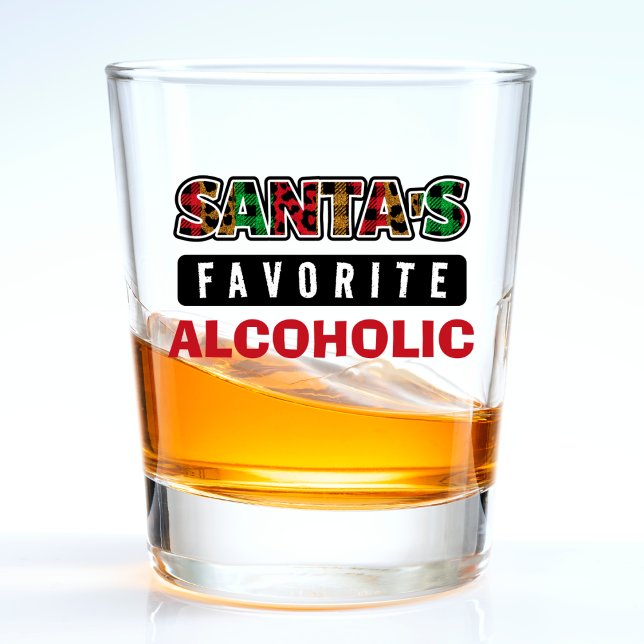 Copo De Shot Papais noeis de xadrez Favoritos Alcoólico Engraça (funny Christmas Santa's favorite alcoholic shot glass)