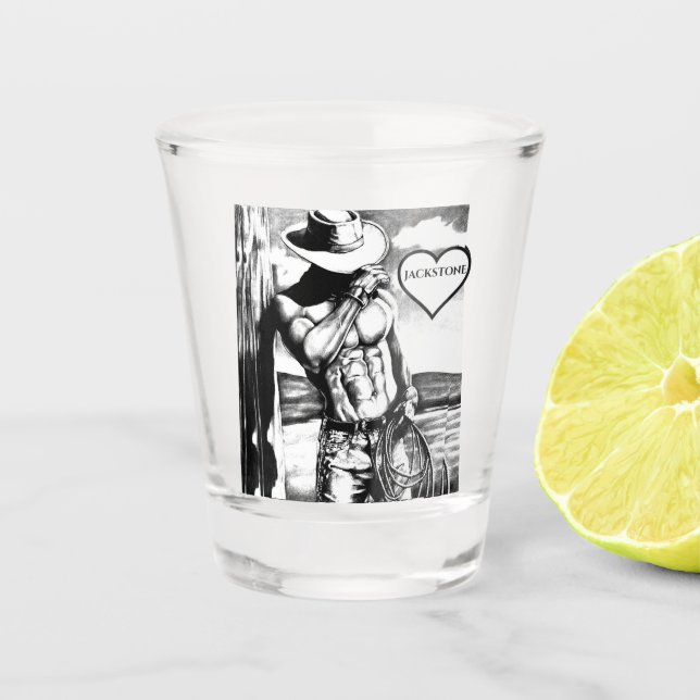 Copo De Shot Para Ele, Nome Personalizado Legal Western Cowboy (Frente)