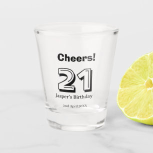 Copo De Shot Parabéns 21 aniversário letra negrito nome menino