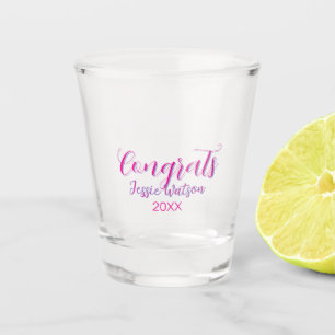 Copo De Shot Parabéns graduado rosa roxo nome ano 20XX data