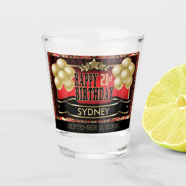 Copo De Shot Parabéns personalizados - Vermelho (Frente)