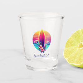 Copo De Shot Paraíso no surfboard sunset-