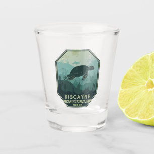 Copo De Shot Parque Nacional Biscayne Turtle Retro Emblem