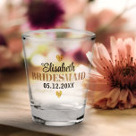 Copo De Shot Partido de Casamento Personalizado dos Corações Mo<br><div class="desc">Capturando a beleza de cada momento no tempo. Isto é um guardião para as suas damas de honra. O moderno e simples design de texto de caligrafia com seu nome personalizado faz disso um presente elegante que será sempre precioso.</div>