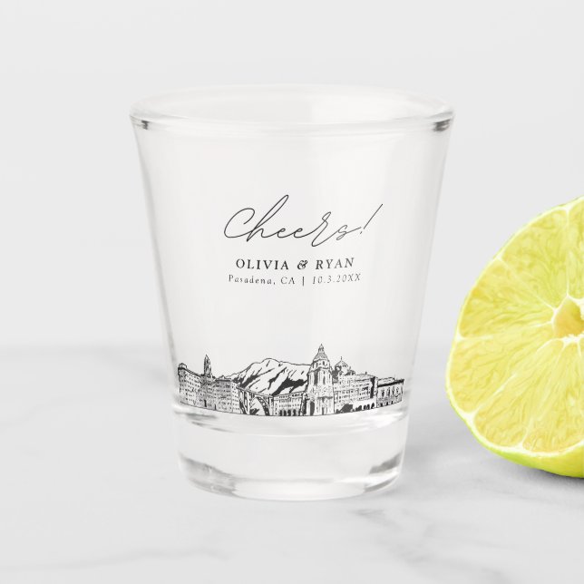 Copo De Shot Pasadena Weding Favor Cheers Shot Glass (Frente)