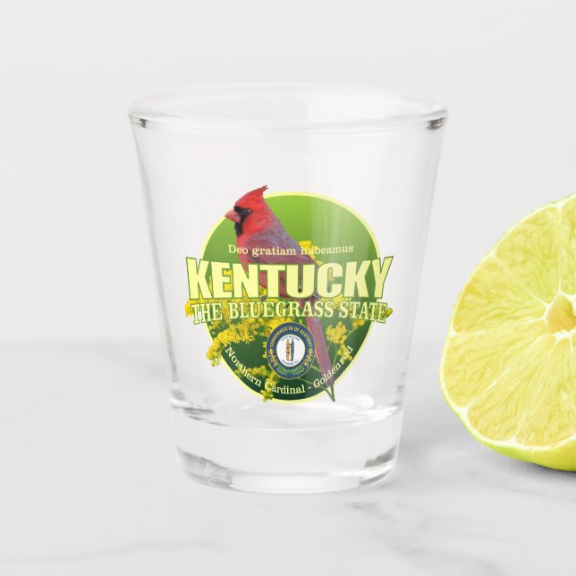 Copo De Shot Pássaro e Flor do Estado do Kentucky (Frente)