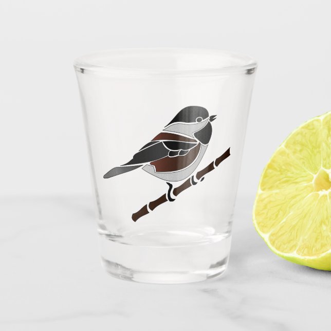 Copo De Shot Pássaro Galinha-Do-Chestnut Apoiado Adorável (Frente)