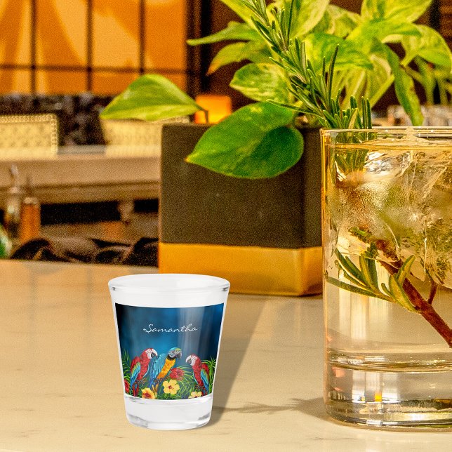 Copo De Shot Pássaros-papagaios-azuis (Criador carregado)