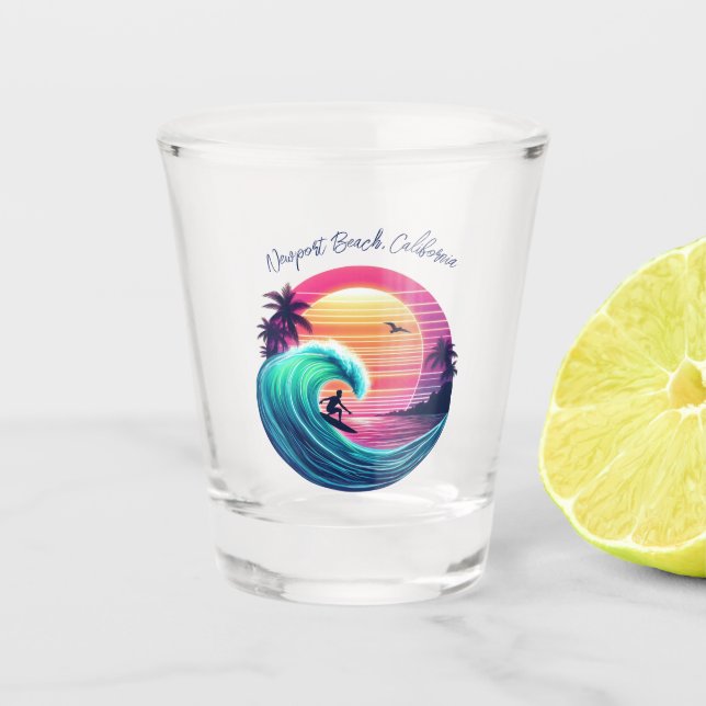 Copo De Shot Passear a onda ao pôr do sol (Frente)