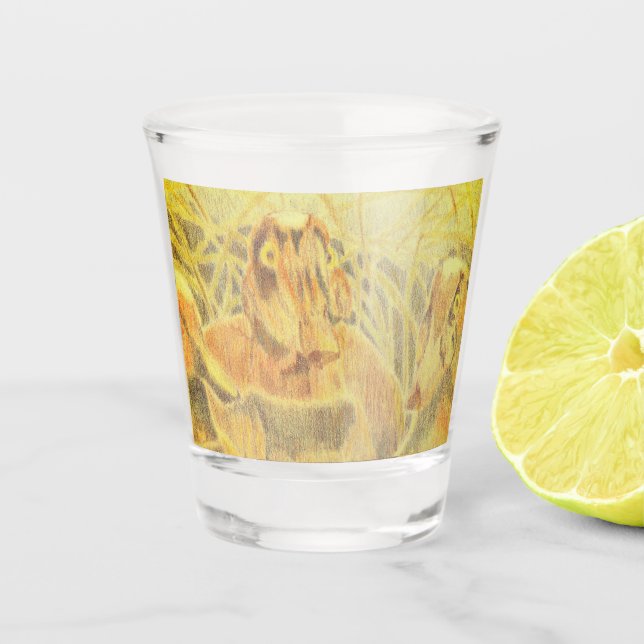 Copo De Shot Patos de madeira na água (Frente)