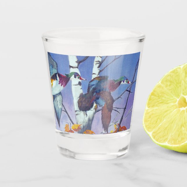 Copo De Shot Patos De Madeira Voando (Frente)