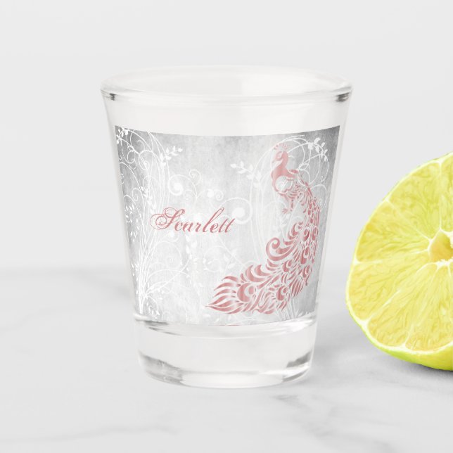 Copo De Shot Peacock Rosa Personalizado (Frente)