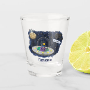 Copo De Shot Peixe feliz bonito com ilustração de desenho espac