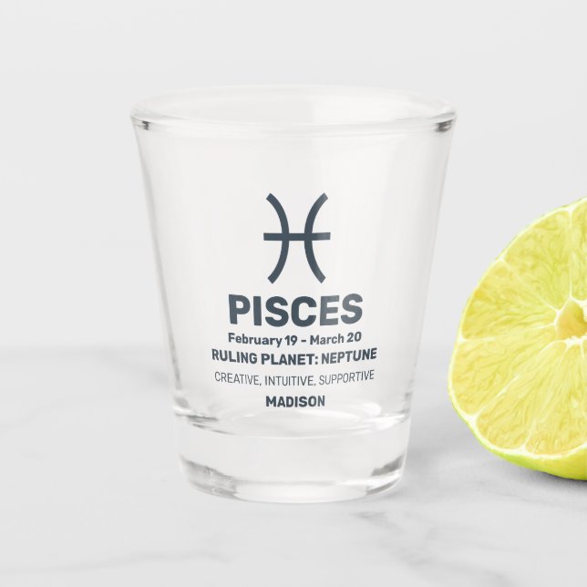 Copo De Shot Peixes de Sinal Zodiac/Nome Personalizado (Frente)