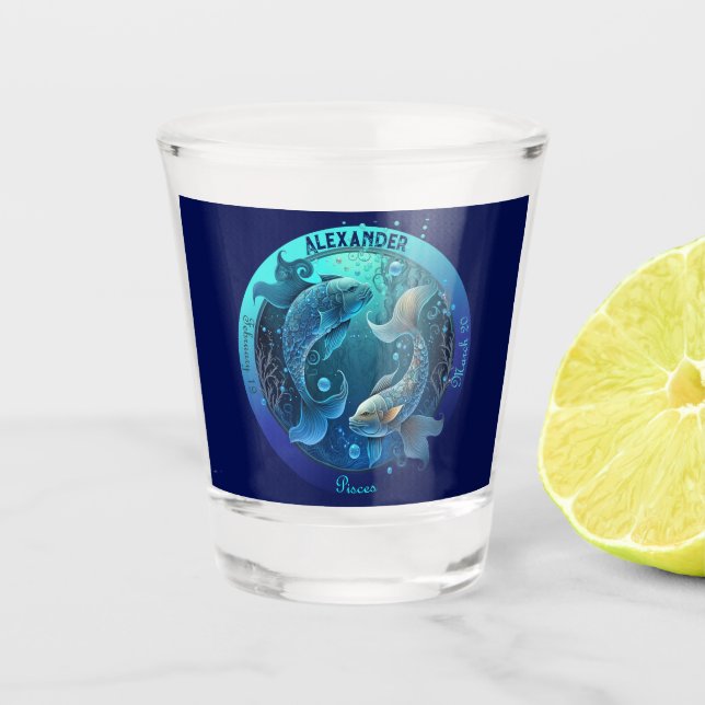 Copo De Shot Peixes Zodiac Personalizável (Frente)