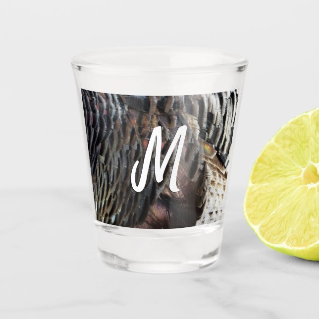 Copo De Shot Penas Selvagens Turcas I Abstrato Nature Design (Frente)