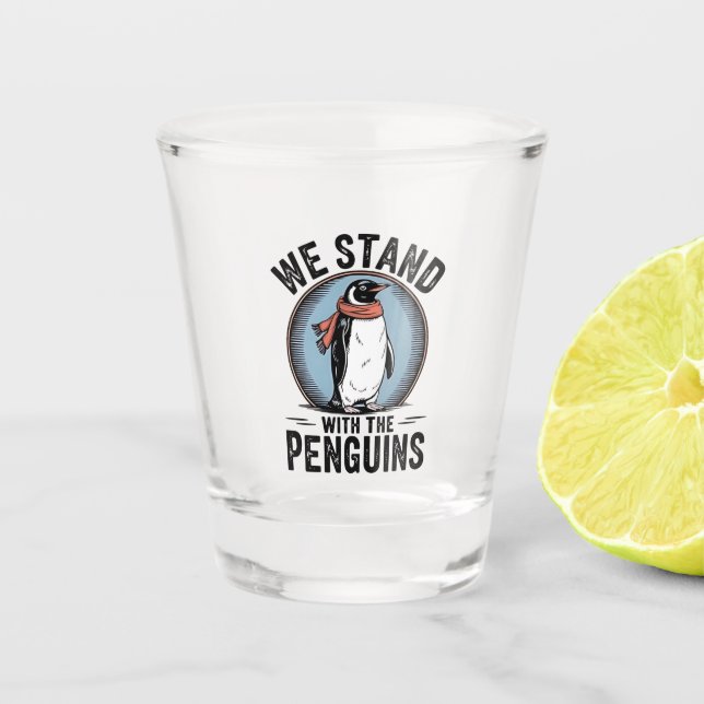 Copo De Shot Penguin Engraçado Resiste Protesto Contra Tarrifs (Frente)