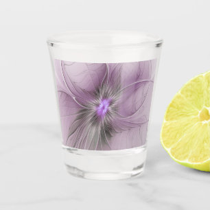 Copo De Shot Pequena Beleza Moderno Cinza Mauve Arte Fractal Fl