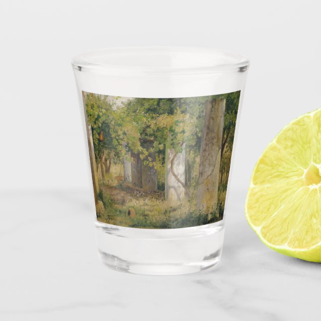 Copo De Shot Pérgola Com Uvas De Vinho (Paisagem De Vinha) (Frente)