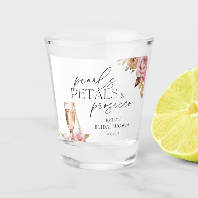 Copo De Shot Pérolas Pétalas & Prosecco Chuveiro de Noiva Flora (Frente)