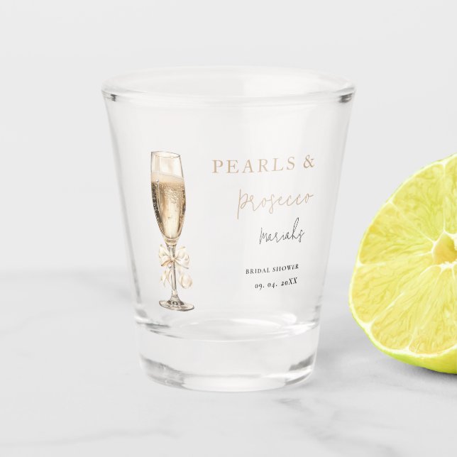 Copo De Shot Pérolas & Prosecco  Chuveiro de noiva (Frente)