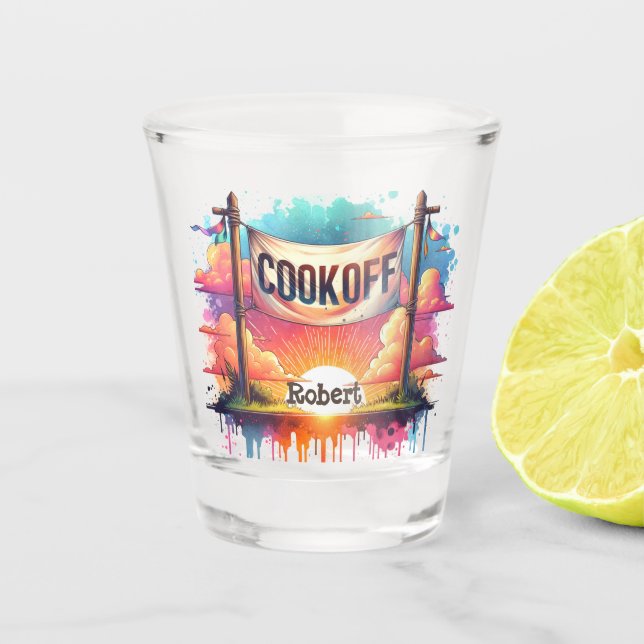 Copo De Shot Personalização do Cookoff de CHURRASCO de Cowboy O (Frente)