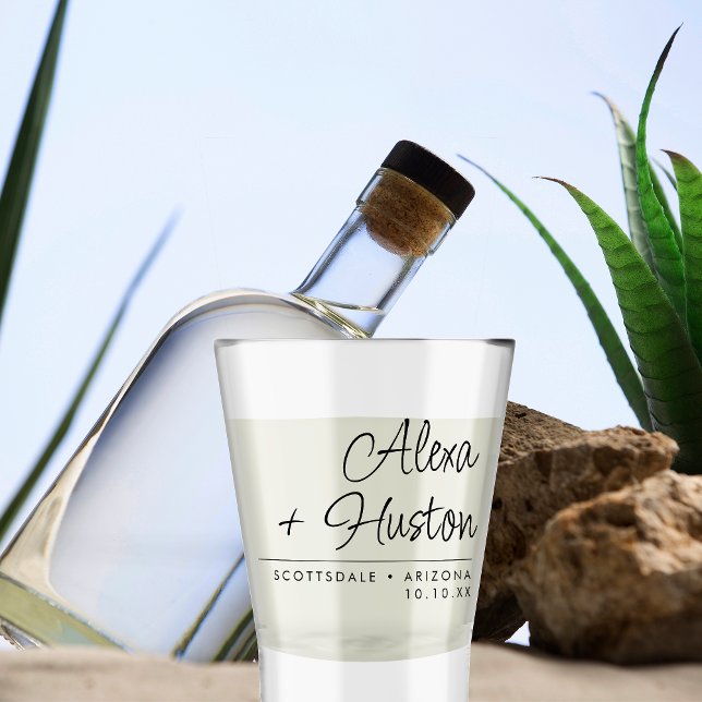 Copo De Shot Personalização do Monograma de Casamento de Script (Criador carregado)