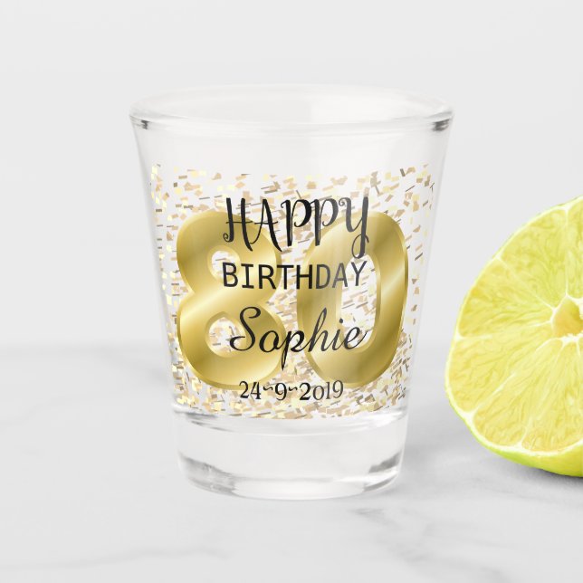 Copo De Shot Personalizado 80º Aniversário (Frente)