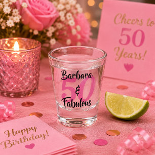Copo De Shot Personalizado Bonito 50 e Fabuloso Rosa Personaliz