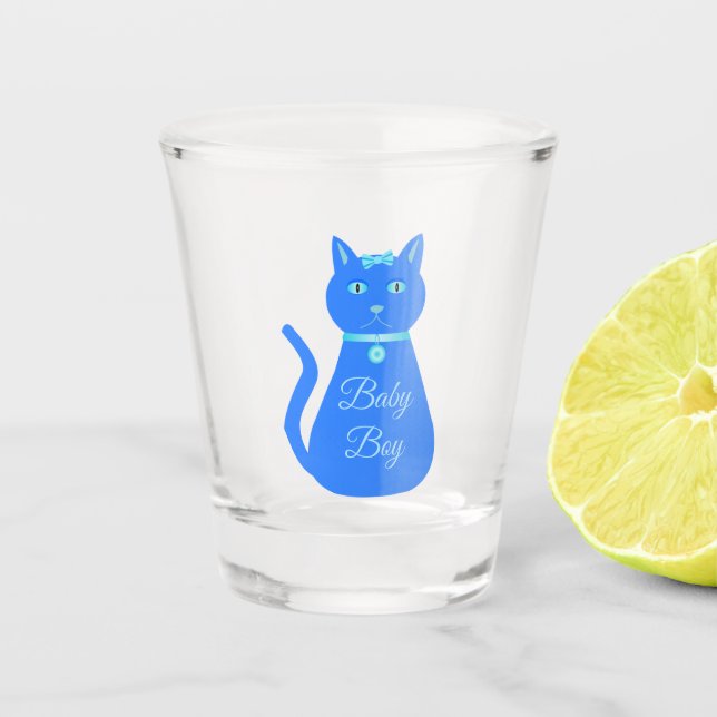 Copo De Shot Personalizado de Gato de Bebê Azul-Cinto (Frente)