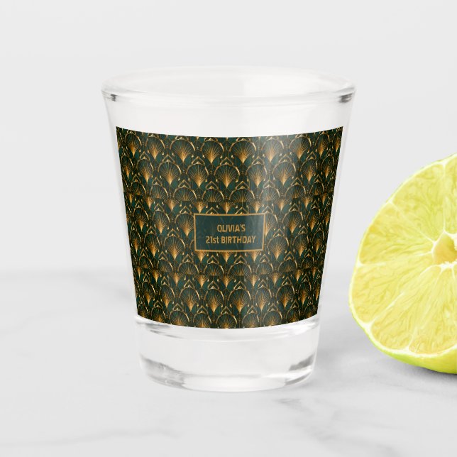 Copo de Shot Personalizado em Ouro Verde Esmeralda (Frente)